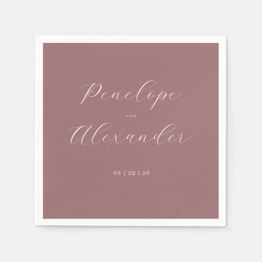 Elegante Maronen Kalligrafie Serviette (Vorderseite)