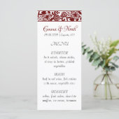 Elegante Maroon-Burgundy Wedding Dinner Menu Card Menükarte (Stehend Vorderseite)