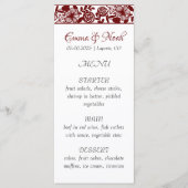 Elegante Maroon-Burgundy Wedding Dinner Menu Card Menükarte (Vorderseite)