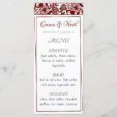 Elegante Maroon-Burgundy Wedding Dinner Menu Card Menükarte (Vorderseite)