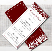 Elegante Maroon-Burgundy Wedding Dinner Menu Card