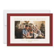 Elegante Maroon Custom Foto Weihnachtskarte