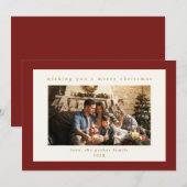 Elegante Maroon Custom Foto Weihnachtskarte Feiertagskarte (Vorne/Hinten)