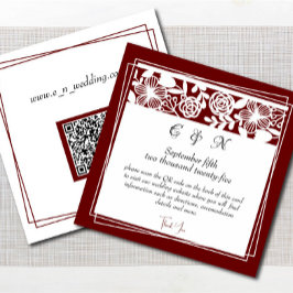 Elegante Maroon Monogram Details Enclosure Card Begleitkarte