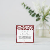 Elegante Maroon Monogram Details Enclosure Card Begleitkarte (Stehend Vorderseite)