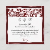 Elegante Maroon Monogram Details Enclosure Card Begleitkarte (Vorderseite)