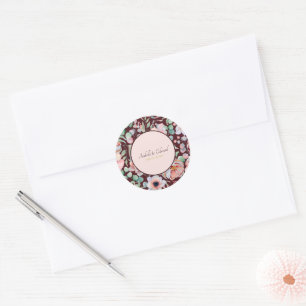 Elegante Marsala-Anemonen-Hochzeit mit rosa Blüten Runder Aufkleber