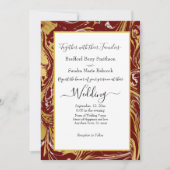 Elegante Marsala Gold Marble Hochzeit Ankündigung (Vorderseite)