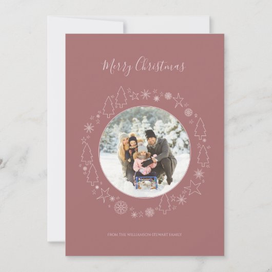 Elegante Marsala Rosa Foto Schatzkarte Feiertagskarte (Vorderseite)