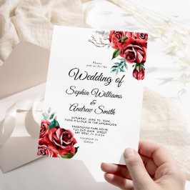 Elegante Marsala Rote Rose Rustikale Hochzeit Einladung