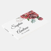 Elegante Marsala Rote Rose Rustikale Hochzeit Gästebuch (Ecke)