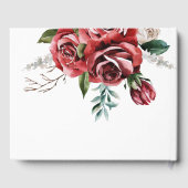 Elegante Marsala Rote Rose Rustikale Hochzeit Gästebuch (Rückseite)