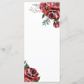 Elegante Marsala Rote Rose Rustikale Hochzeit Menükarte (Rückseite)