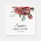 Elegante Marsala Rote Rose Rustikales Brautparty Serviette (Vorderseite)