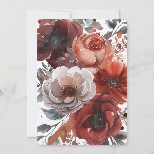 Elegante Marsala Watercolor Einladung (Rückseite)