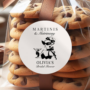 Elegante Martinis & Matrimony Brautparty-Geschenk Runder Aufkleber