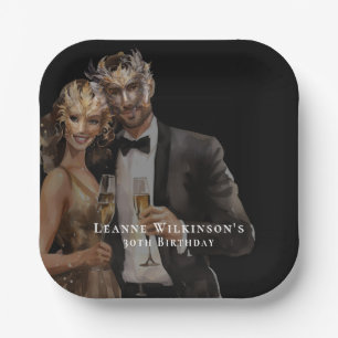 Elegante Maskenball-30.-Geburtstagsfeier Pappteller