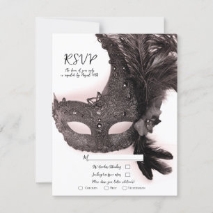 Elegante Maskenball-Maske Rosa Hochzeit RSVP Einladung