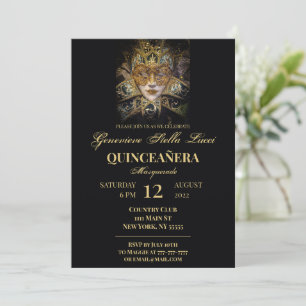Elegante Maskenball-Quinceañera-Party-Einladung Einladung