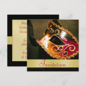 Elegante Maskenball-Weihnachtsfeier-Einladung Einladung (Vorne/Hinten)