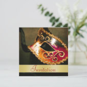 Elegante Maskenball-Weihnachtsfeier-Einladung Einladung (Stehend Vorderseite)