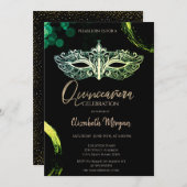 Elegante Masque, Chic Masquerade Quinceañera Einladung (Vorne/Hinten)
