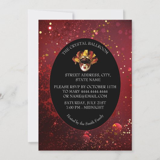 Elegante Masquerade Einladung (Rückseite)