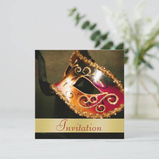 Elegante Masquerade Einladung (Stehend Vorderseite)