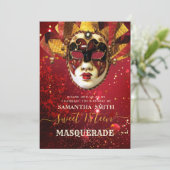 Elegante Masquerade Einladung (Stehend Vorderseite)
