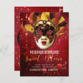Elegante Masquerade Einladung Postkarte (Vorne/Hinten)
