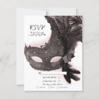 Elegante Masquerade Maske Blush Pink Wedding RSVP