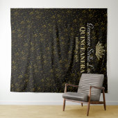 Elegante Masquerade mit weißem Rosenhintergrund Wandteppich (Beispiel (Horizontal))