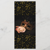 Elegante Masquerade mit weißer Rose Menükarte (Rückseite)
