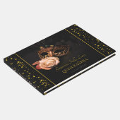 Elegante Masquerade und Weiße Rose Gästebuch (Ecke)