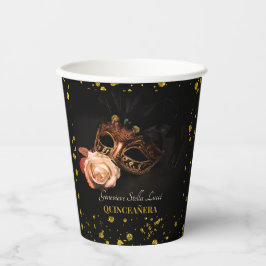Elegante Masquerade und Weiße Rose Pappbecher