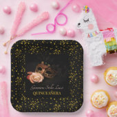 Elegante Masquerade und Weiße Rose Pappteller (Party)