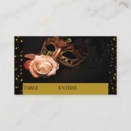 Elegante Masquerade und Weiße Rose Platzkarte