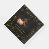 Elegante Masquerade und Weiße Rose Serviette (Ecke)