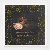 Elegante Masquerade und Weiße Rose Serviette (Vorderseite)