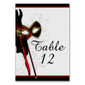 Elegante Masquerade Wedding Table Card Tischnummer (Rückseite)