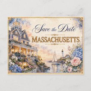 Elegante Massachusetts Save-the-Date-Hochzeits-Ein Postkarte