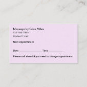 Elegante Massage Therapist Terminkarte (Rückseite)