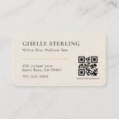 Elegante Massagetherapeutin Neutral Beige QR-Code Visitenkarte (Rückseite)