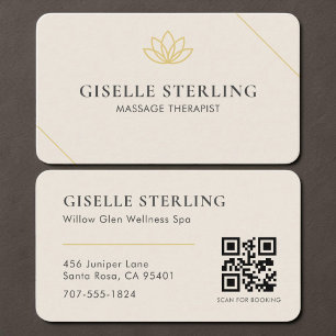 Elegante Massagetherapeutin Neutral Beige QR-Code Visitenkarte