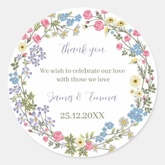 Elegante, maßgeschneiderte Hochzeit Runder Aufkleber (Vorderseite)