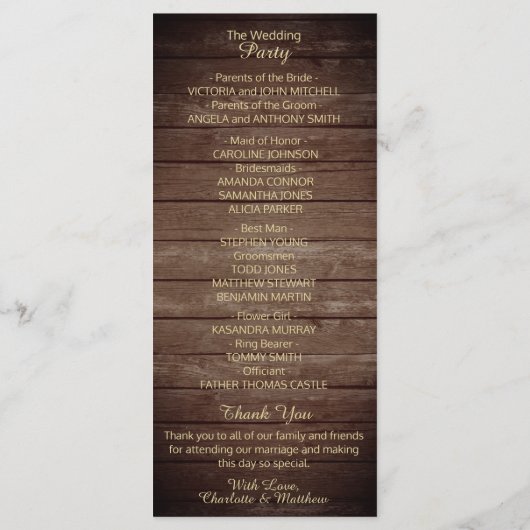 Elegante, maßgeschneiderte Hochzeitsprogramme für  Programm (Rückseite)