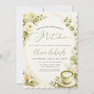 Elegante Matcha- und Eukalyptus-Blumen-Junggeselli Einladung