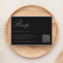 Elegante matte schwarze Old Money QR-Code-Hochzeit