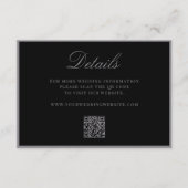 Elegante matte schwarze QR-Code-Details Hochzeit Begleitkarte (Vorderseite)
