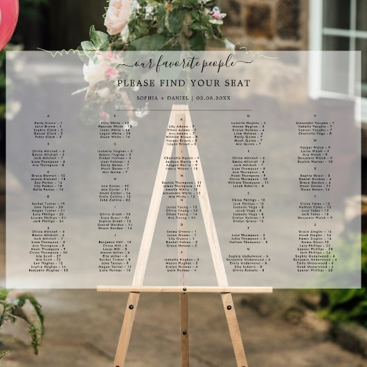 Elegante Mattierte Alphabetische Hochzeitssitze Acrylschild
